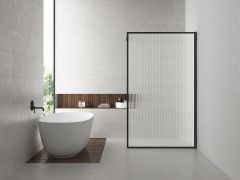 Square inloopdouche 1200x2000 8mm nano geribbeld helder glas/mat zwart - 20.3322