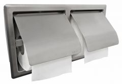 Sunk dubbele inbouw toiletrolhouder met klep RVS - 24.3845