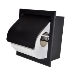 Sunk inbouw toiletrolhouder met klep mat zwart - 28.2911