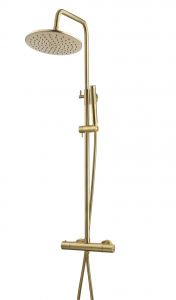 Caral thermostatische doucheopbouwset 25 cm geborsteld messing - 29.5956