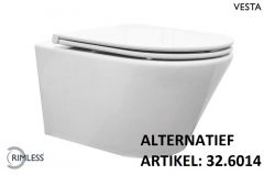 Vesta wandcloset rimless met Flatline toiletzitting softclose en quick release glans wit - 32.2502