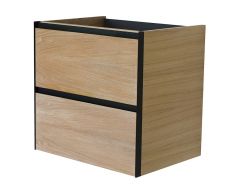 Lotus wastafelonderkast met 2 laden 60x45,2 cm naturel eik/mat zwart - 32.3685