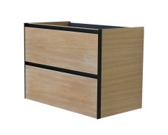 Lotus wastafelonderkast met 2 laden 80x45,2 cm naturel eik/mat zwart - 32.3686