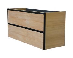 Lotus wastafelonderkast met 2 laden 120x45,2 cm naturel eik/mat zwart - 32.3689