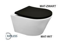 Vesta rimless wandcloset mat-wit + Shade zitting mat zwart - 32.6013