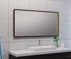 Avi spiegel rechthoek met LED, dimbaar en spiegelverwarming 120 x 60 cm mat zwart - 38.4193
