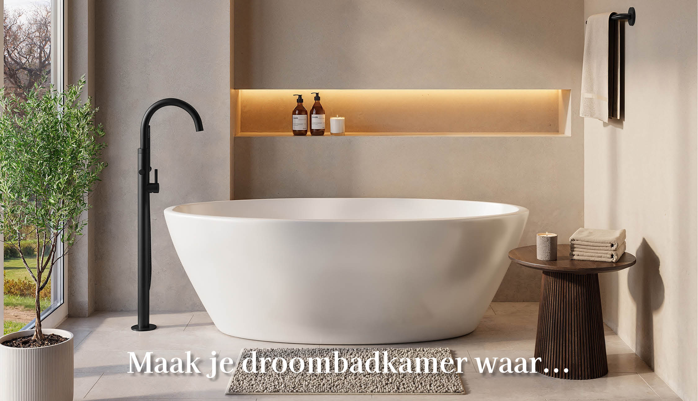 Sfeer afbeelding van hoe een badkamer met Wiesbaden producten er uit ziet
